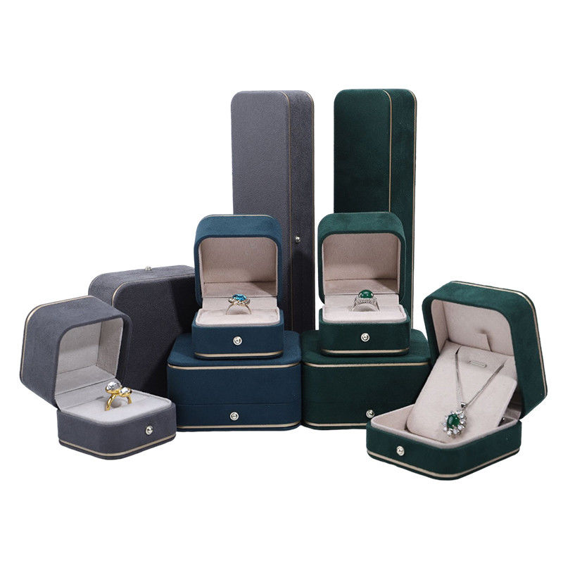 Red Velvet Jewelry Box for Necklace Bracelet Earrings Rings Presentation Solution