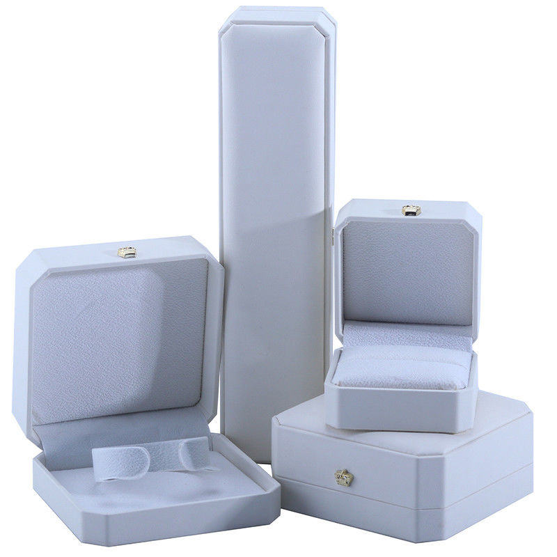 White PU Leather Jewelry Box for Hanhong Custom Crown Shape Jewelry Storage Function