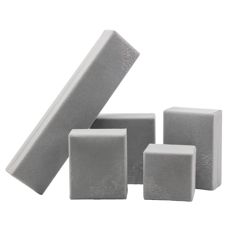 Customized Size Hanhong Embossed Gray Jewelry Packaging Box for Necklace and Ring