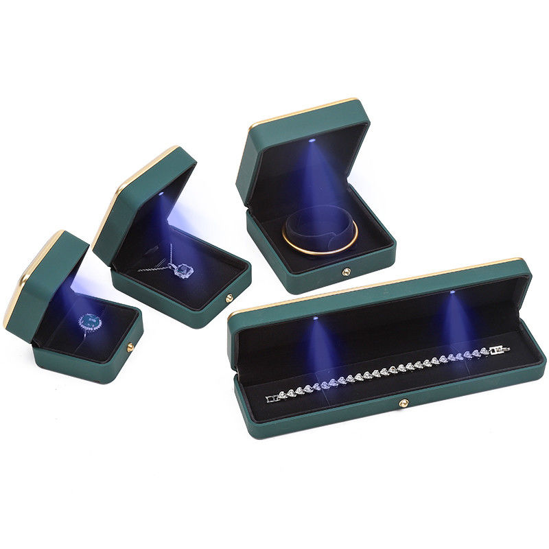 OEM Rectangle LED Jewelry Box Eco Friendly For Bracelet Necklace Earrings Ring Packing
