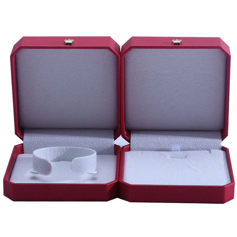 Newest Rectangle Hanhong Custom Red PU Leather Bracelet Packaging Box for Jewelry Storage