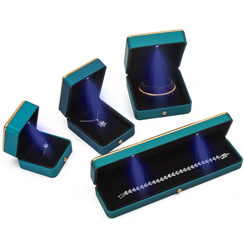 Bracelet Necklace Earring Ring Jewelry Box with Light Luxury Organizer Peacock Blue
