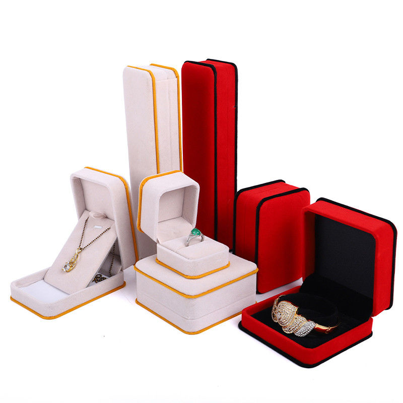 Custom Red Velvet Jewelry Packaging Box Double Layer for Bracelet Necklace and Ring
