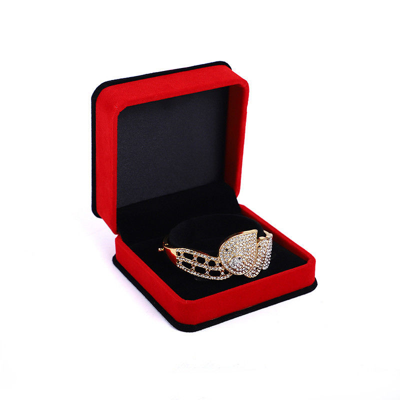Custom Red Velvet Jewelry Packaging Box Double Layer for Bracelet Necklace and Ring