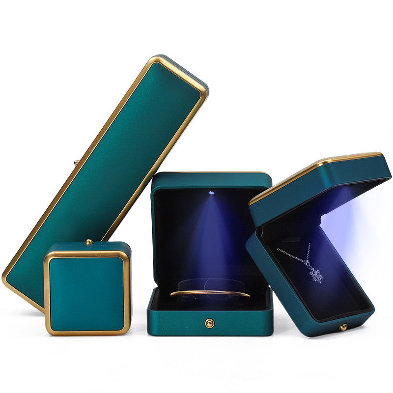 Bracelet Necklace Earring Ring Jewelry Box with Light Luxury Organizer Peacock Blue
