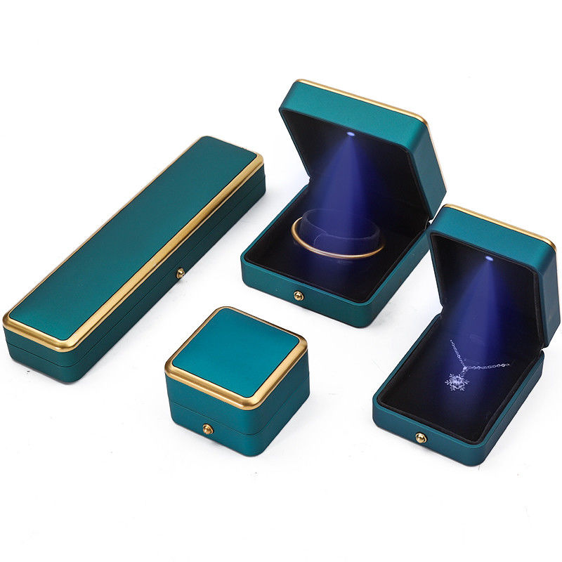 Bracelet Necklace Earring Ring Jewelry Box with Light Luxury Organizer Peacock Blue