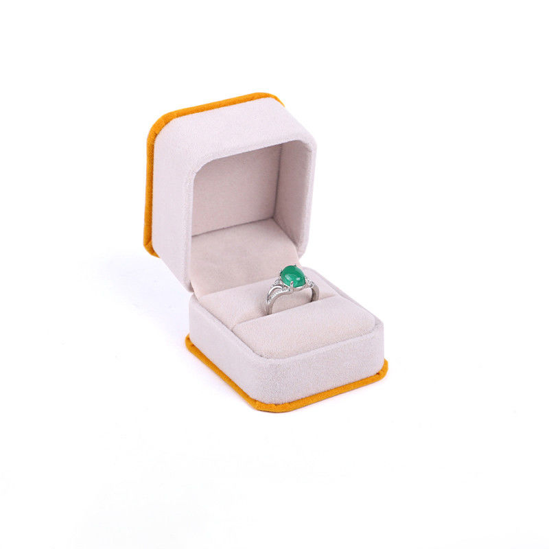 Custom Apricot Color Velvet Jewelry Packaging Box for Double Layer and 6*5.5*5cm Size