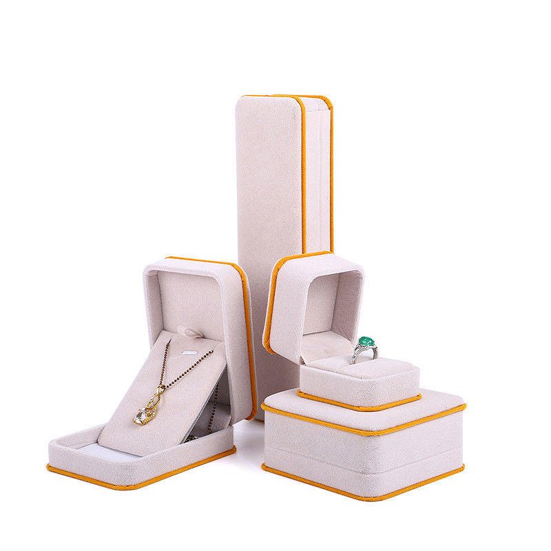 Custom Apricot Color Velvet Jewelry Packaging Box for Double Layer and 6*5.5*5cm Size