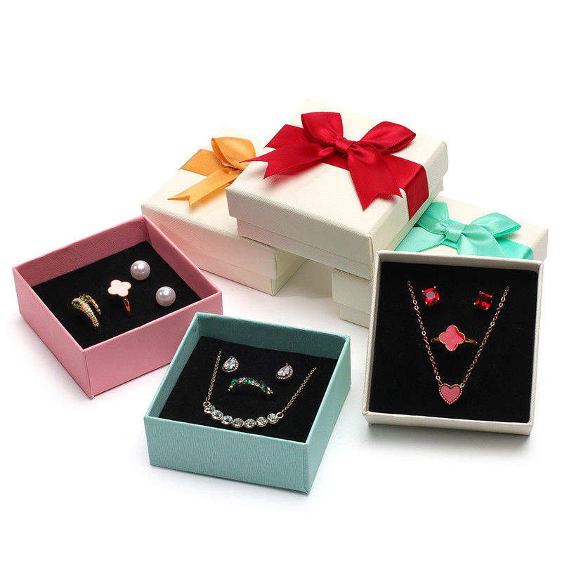 Luxury Custom Logo Small Cardboard Jewelry Storage Wrapping Paper Box Velvet Material