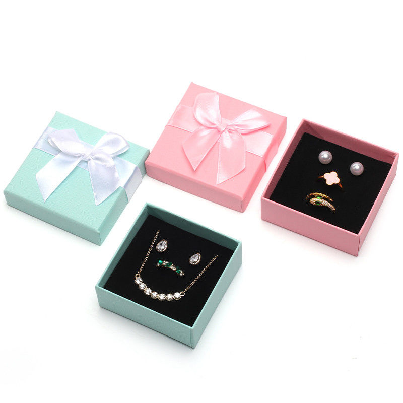 Luxury Custom Logo Small Cardboard Jewelry Storage Wrapping Paper Box Velvet Material