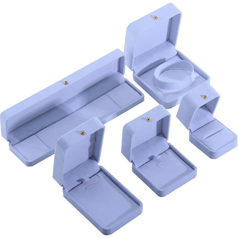 Customized White Velvet Jewelry Packaging Box for Necklace Bracelet Stud Earrings Ring