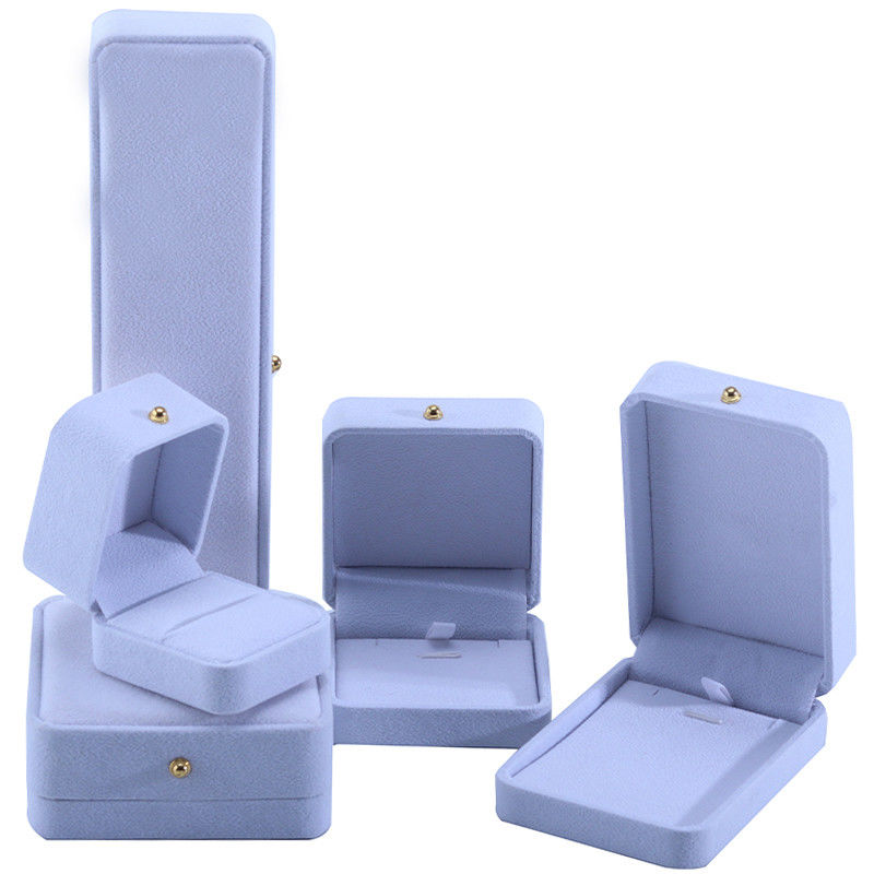 Customized White Velvet Jewelry Packaging Box for Necklace Bracelet Stud Earrings Ring