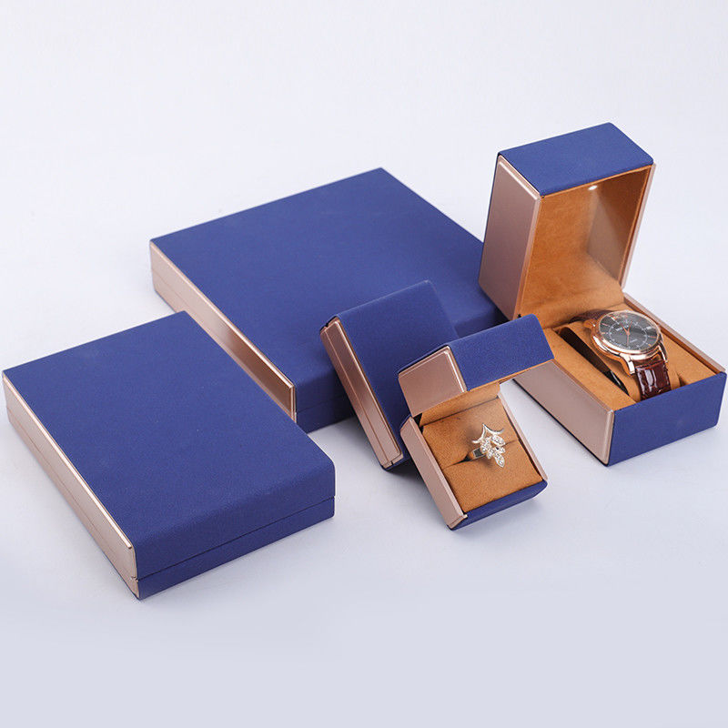 19x19x4cm Blue Velvet PU Leather Jewelry Gift Box with LED Light and Velvet Lining