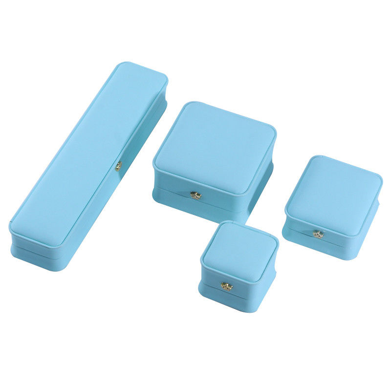 Jewelry Package in Cyan with Crown Design Hanhong Custom Logo Luxury PU Leather Suit Box