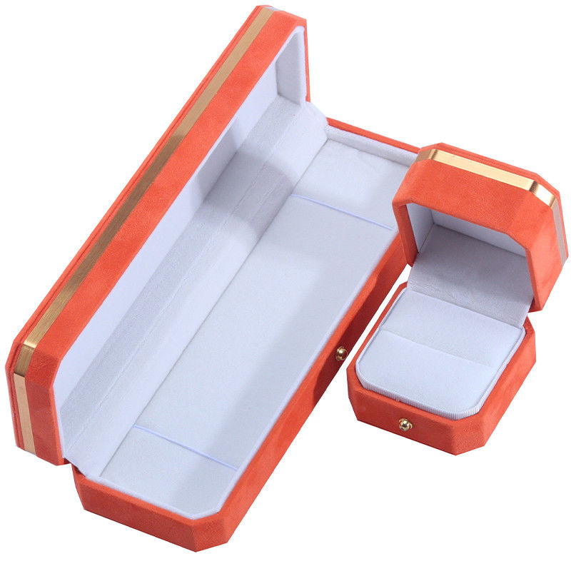 OEM ODM Handmade orange velvet jewellery box Custom Jewelry Box with Golden Edge