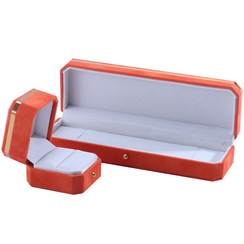 OEM ODM Handmade orange velvet jewellery box Custom Jewelry Box with Golden Edge