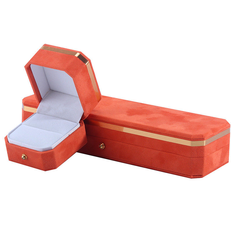 OEM ODM Handmade orange velvet jewellery box Custom Jewelry Box with Golden Edge