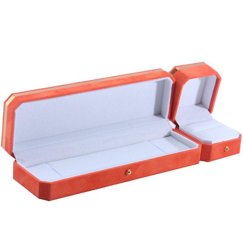 OEM ODM Handmade orange velvet jewellery box Custom Jewelry Box with Golden Edge