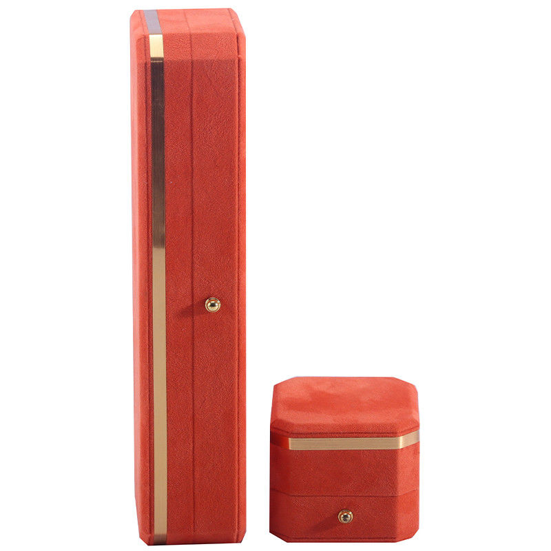 OEM ODM Handmade orange velvet jewellery box Custom Jewelry Box with Golden Edge