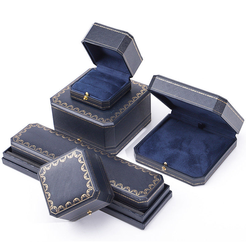 Custom Logo Jewelry Package Handmade Blue Square Paper Box for Luxury Plastic Ring Box