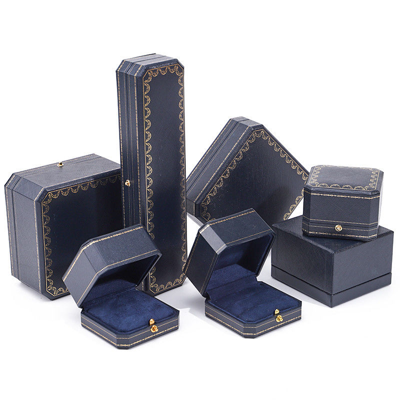 Custom Logo Jewelry Package Handmade Blue Square Paper Box for Luxury Plastic Ring Box