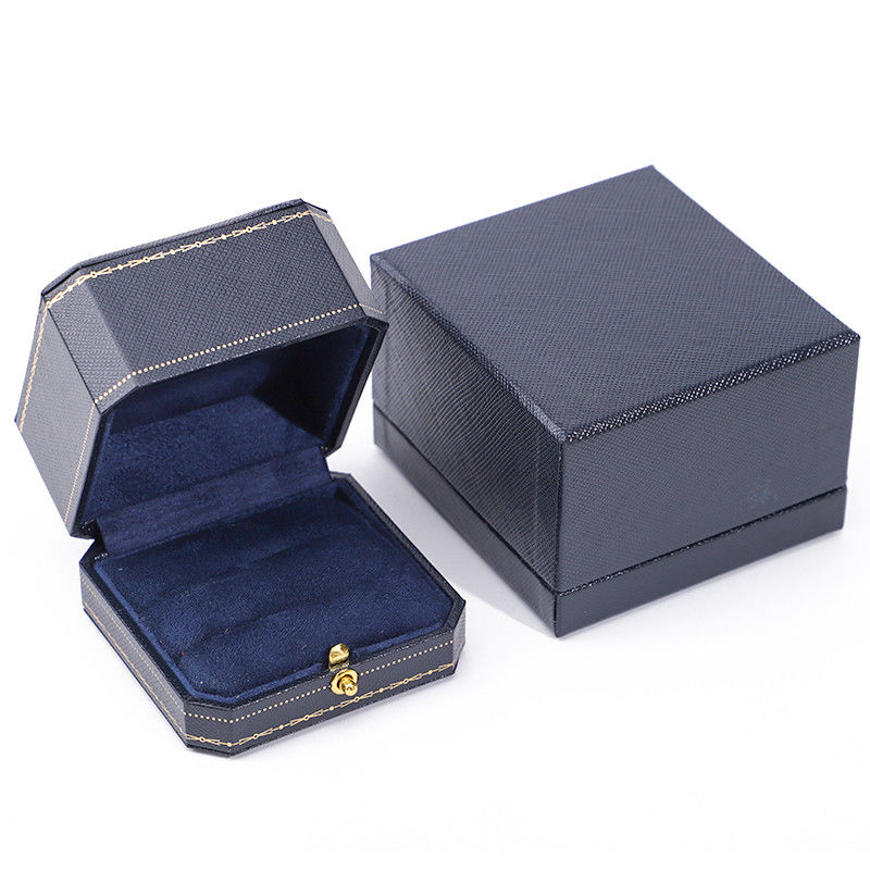 Custom Logo Jewelry Package Handmade Blue Square Paper Box for Luxury Plastic Ring Box