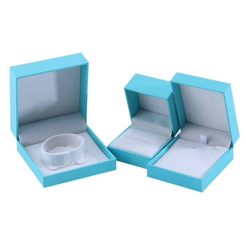 Handmade Eco Cardboard flip sky blue Jewelry Box customizable jewellery box