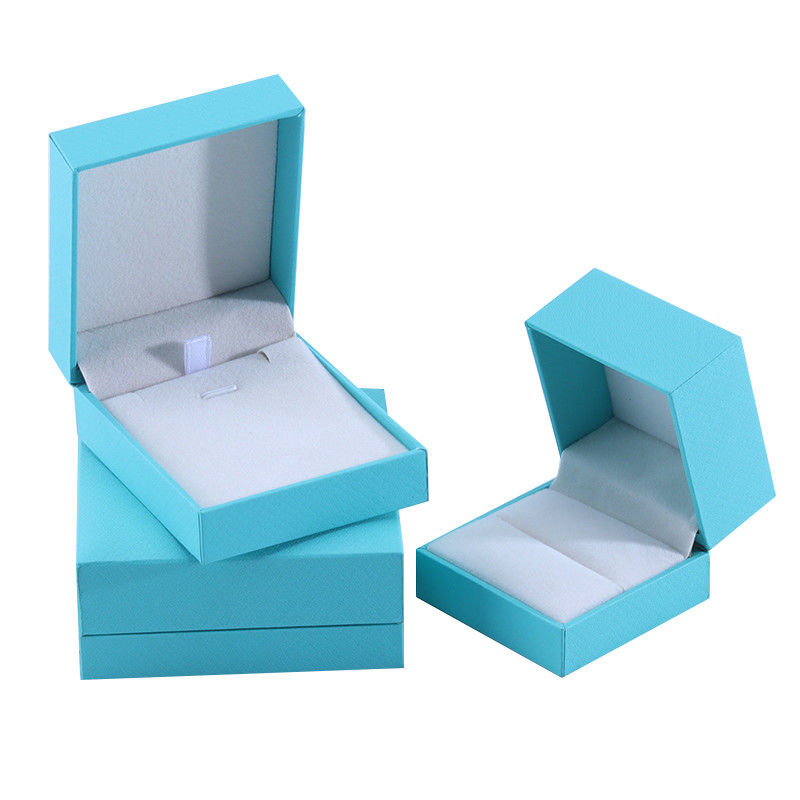 Handmade Eco Cardboard flip sky blue Jewelry Box customizable jewellery box