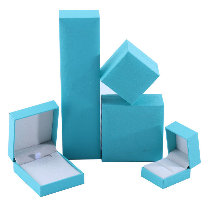Handmade Eco Cardboard flip sky blue Jewelry Box customizable jewellery box