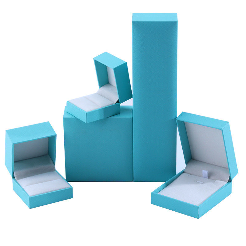 Handmade Eco Cardboard flip sky blue Jewelry Box customizable jewellery box