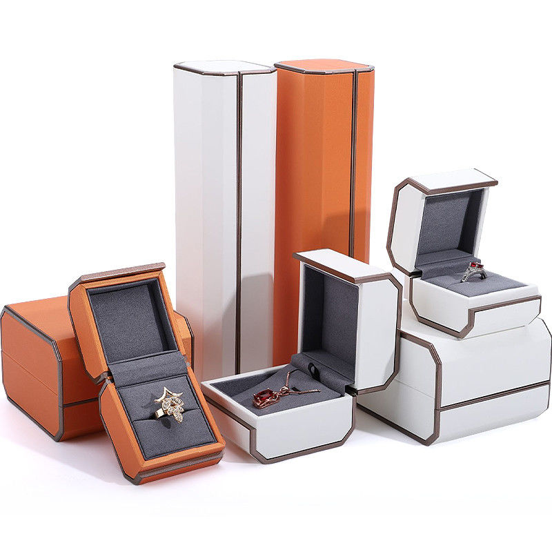 White PU Leather Jewelry Package for Customized Size Rings Necklaces and Bracelets