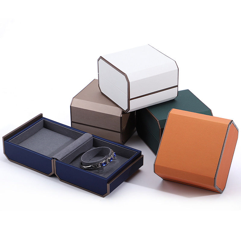 Custom Elegant Gold PU Leather Jewelry Packaging Box for Rings Necklaces and Bracelets