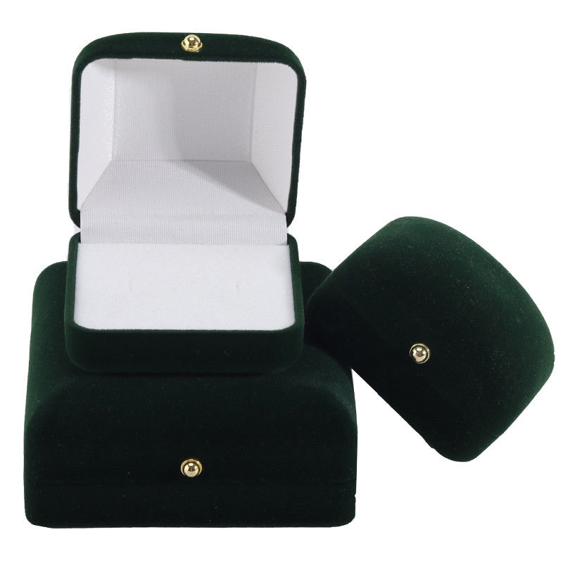 Wholesale Manufacturing Luxury handmade Jewellery Box packaging Personalized Custom logo high end Dark green Necklace Bracelet Earrings Ring Packaging Velvet Jewelry Box
