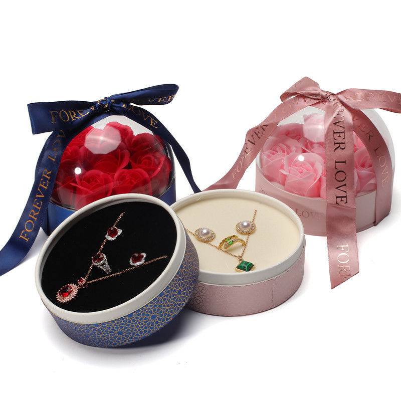 OEM Logo Round Save Rose Flower Jewelry Box For Wedding Birthday Bridesmaid Gift