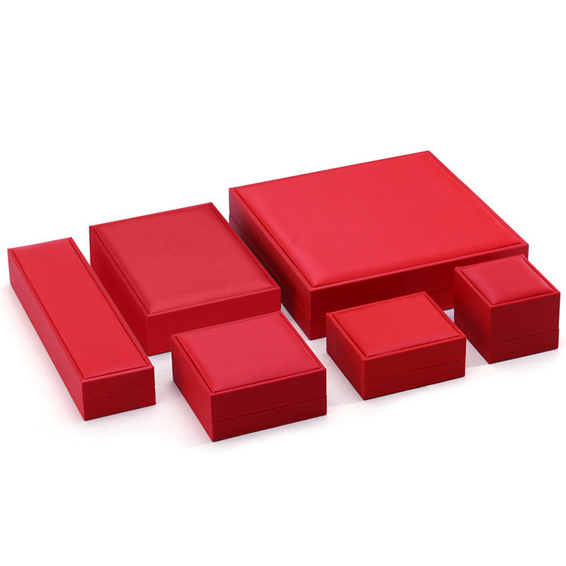 Custom Brand Red Faux Leather Jewelry Box Luxury Jeweller Packaging Box