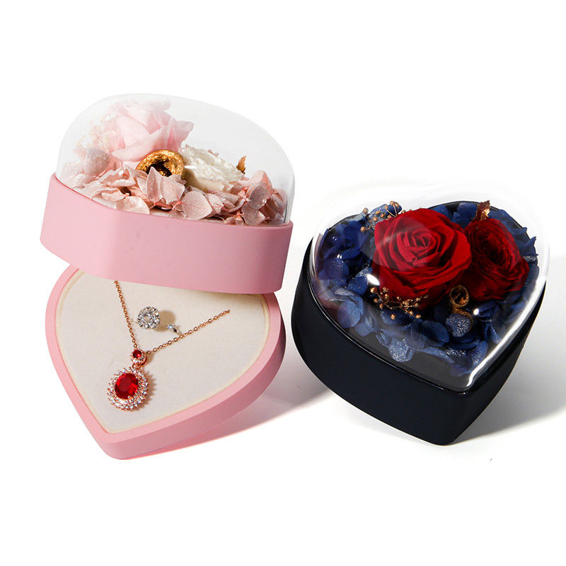 Custom Flower Jewelry Box Heart Shaped Gift Box With Velvet Packaging Box