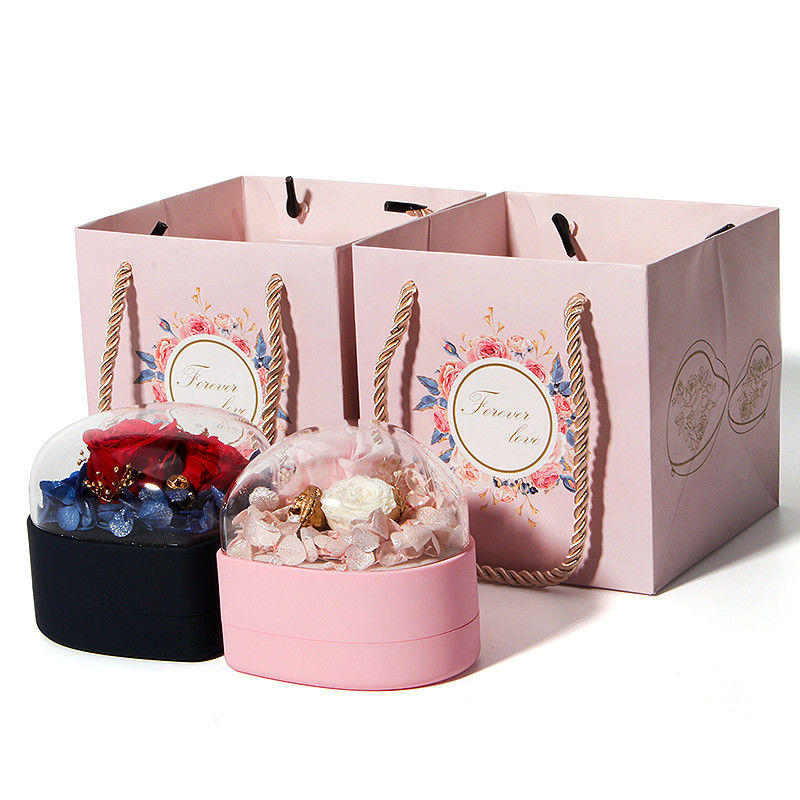 Custom Flower Jewelry Box Heart Shaped Gift Box With Velvet Packaging Box