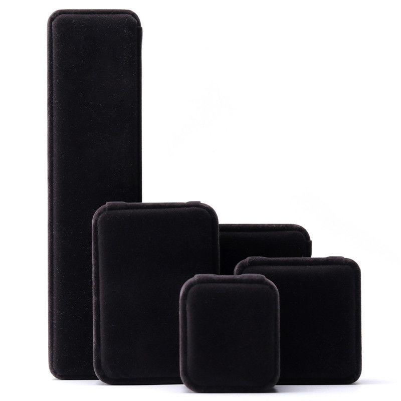 Custom Logo Printing Jewelry Ring Box in Square Shape Handmade with Dark Gray Velvet