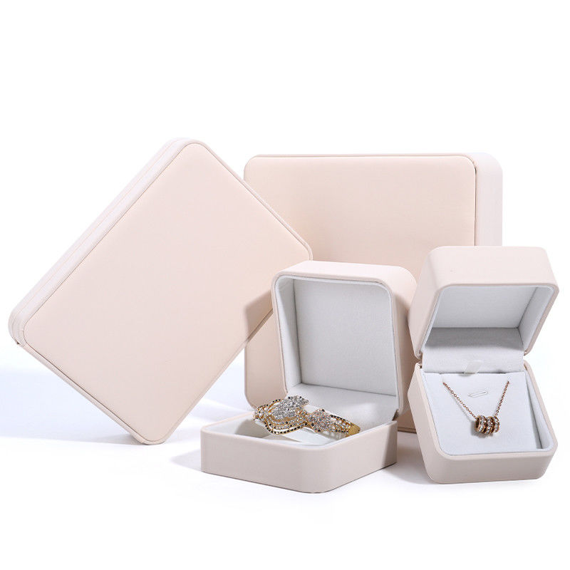 Custom Luxury Necklace Packaging Box with White PU Leather and Velvet Lining Contact Us