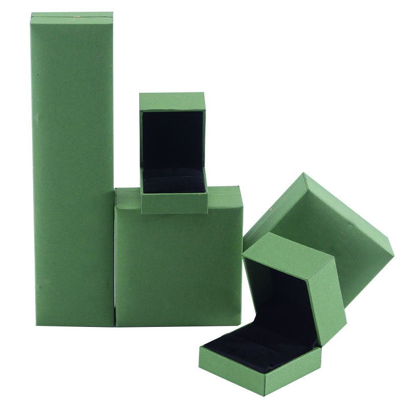 Handmade Eco Cardboard flip green Jewelry Box customizable jewellery box