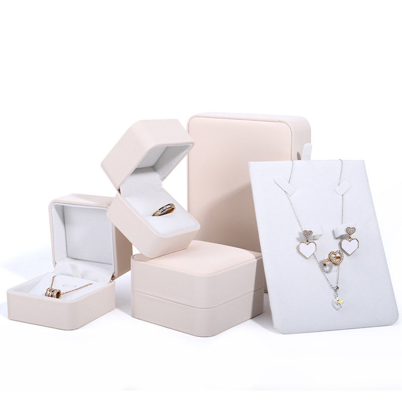 Custom Luxury Necklace Packaging Box with White PU Leather and Velvet Lining Contact Us