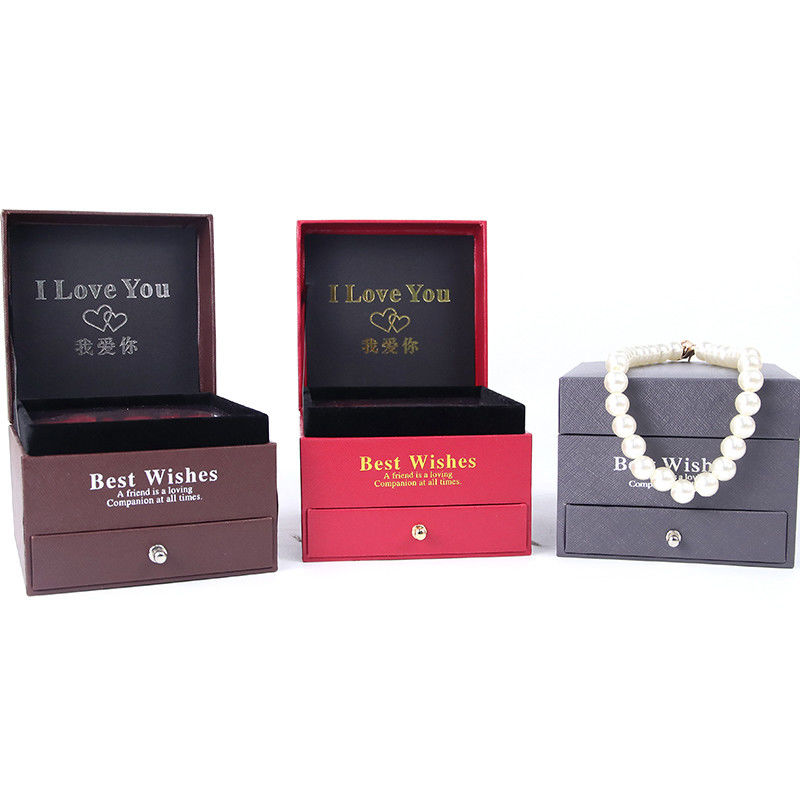 Customized Size Luxury Square Jewelry Box Jewellry Gift Wrapping Box With Rose