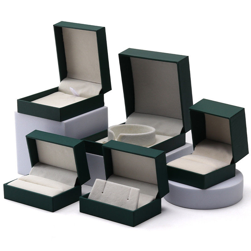 Luxury Green Jewelry Paper Box Earrings Necklace Pendant Ring Packaging Custom Logo