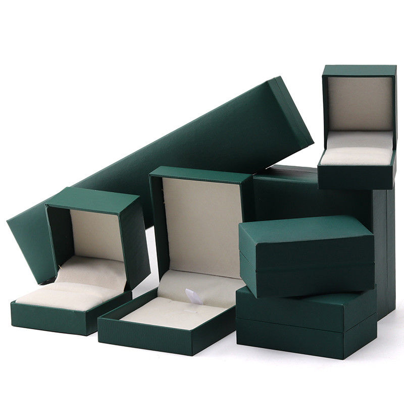 Luxury Green Jewelry Paper Box Earrings Necklace Pendant Ring Packaging Custom Logo