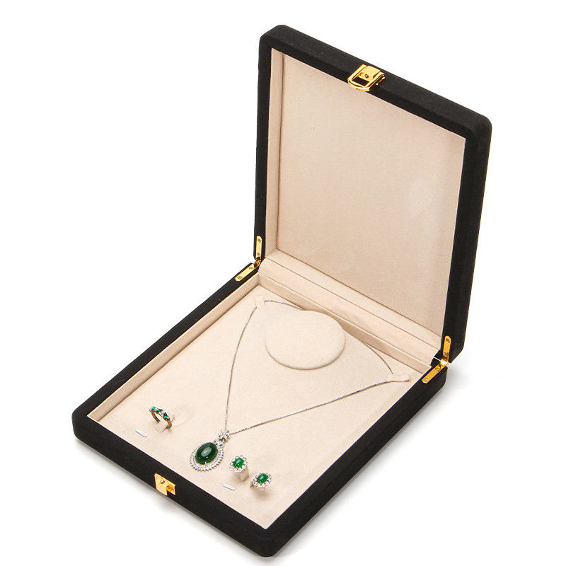 Black Hanhong Custom Rounded Corner Microfiber Leather Ring Jewelry Packaging Box Luxury Set Pearl Necklace Jewelry Storage Box