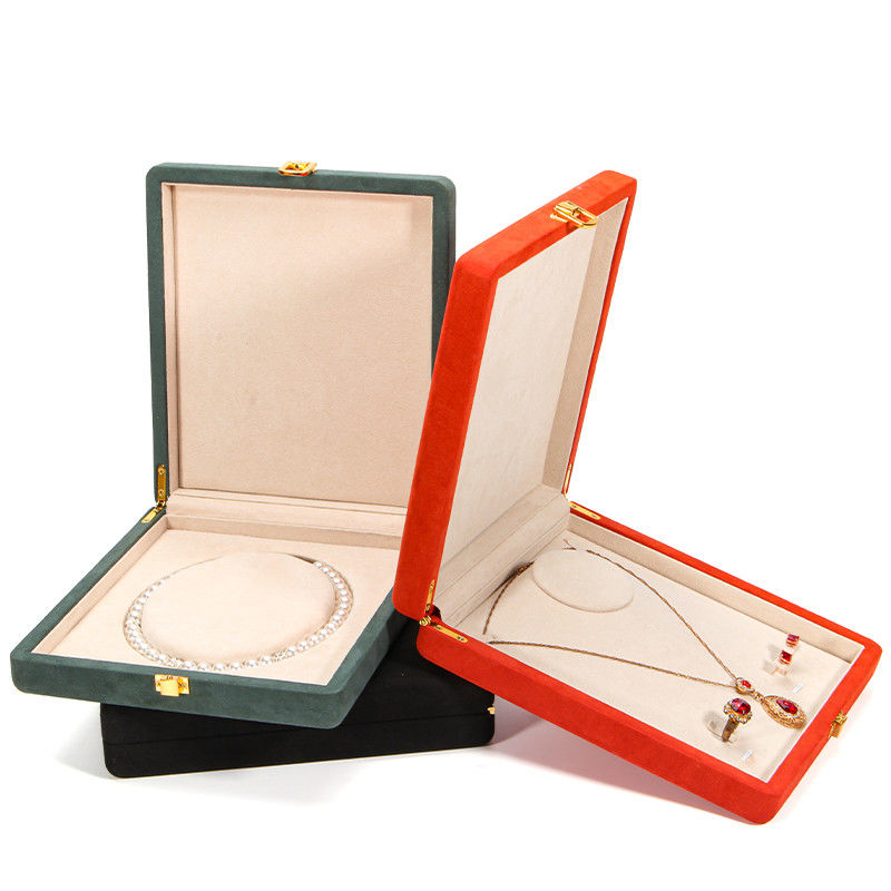 Black Hanhong Custom Rounded Corner Microfiber Leather Ring Jewelry Packaging Box Luxury Set Pearl Necklace Jewelry Storage Box