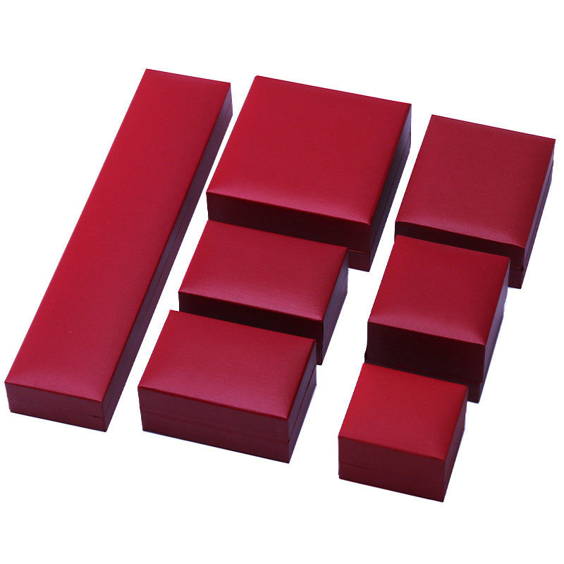 OEM Red Paper Jewelry Box Set Velvet Lining Custom Jewelry Packaging Case