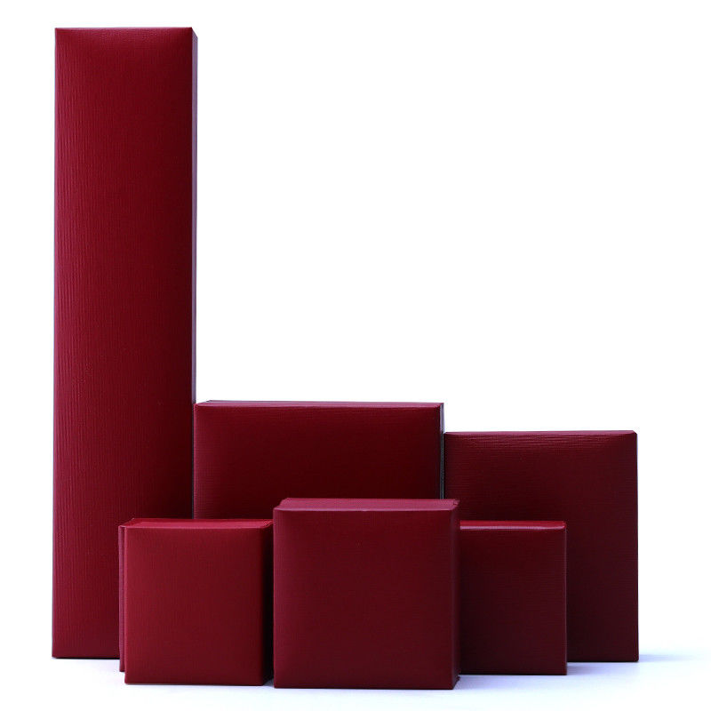 OEM Red Paper Jewelry Box Set Velvet Lining Custom Jewelry Packaging Case