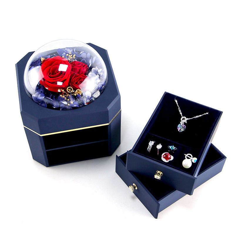 Flower Jewelry Box Necklace Ring Jewelry Box With Roses For Valentine'S Day Surprise