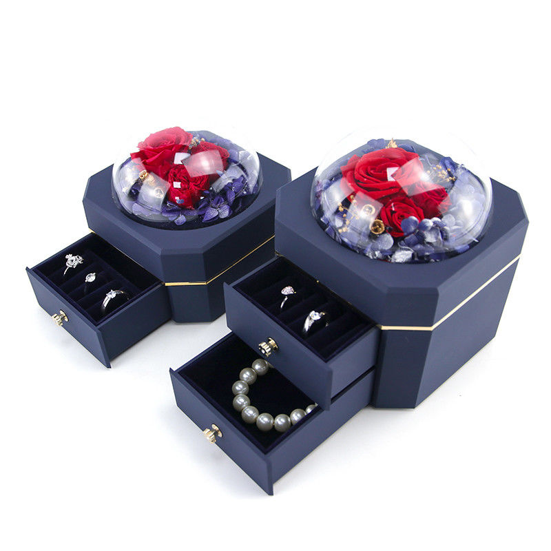 Flower Jewelry Box Necklace Ring Jewelry Box With Roses For Valentine'S Day Surprise